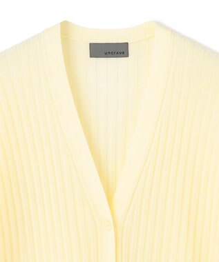 uncrave シアーニット リブロングカーディガン クリームイエロー