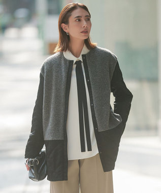 リバーシブル着用可能】 ラミネートパイルキルト ミドル丈コート