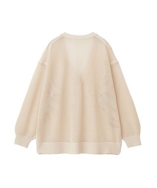 Green Parks メッシュミディ丈ニットカーディガン Ecru