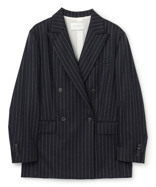 BEIGE， DELAND / ウールピンストライプダブルジャケット Navy St.