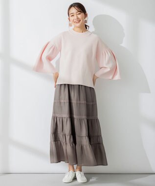 組曲 AMOSSAベルスリーブ ニット ピンク系