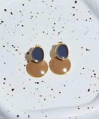 Tiaclasse 2トーンピアス ネイビー×キャメル