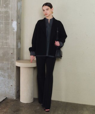 BEIGE， 【andGIRL 秋号掲載】LEMOORE / ウールリバースタンドカラーショートコート Black