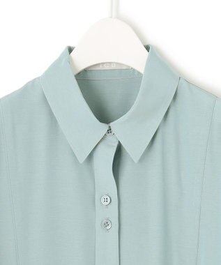 ICB 【WEB限定】 アセテートレーヨン ロングシャツ サックスブルー系