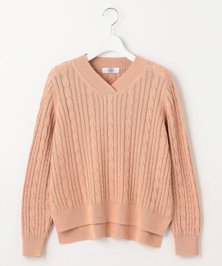 J.PRESS LADIES 【洗える】GIZA MERCERIZE COTTON ケーブル ニット ピンク系