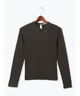 Te chichi ケミカルレースカラーリブニット チャコールグレー