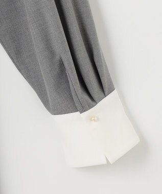 組曲 L 【KUMIKYOKU NAVY】ウーステッドライククロス シャツワンピース ミディアムグレー系