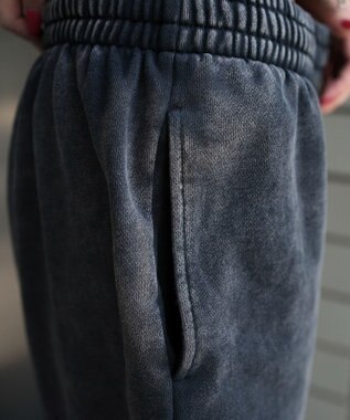 WEGO 【ウエストゴム】スウェットワイドパンツ スミクロ