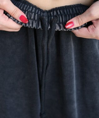 WEGO 【ウエストゴム】スウェットワイドパンツ スミクロ