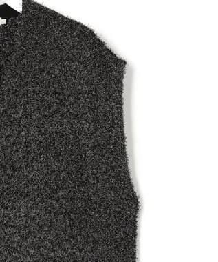 ICB ツイーディーニット ジップアップジレ ブラックミックス