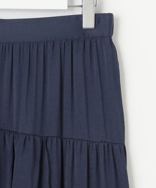 Feroux 【洗える】ランダムティアードスカート ネイビー系