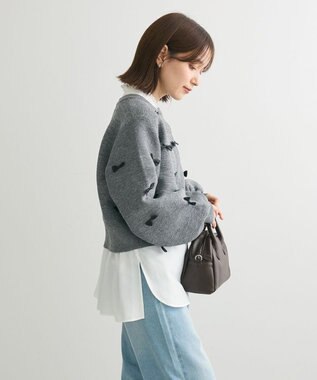 Green Parks ・ｓｗｉｎｇ　ｂｙ　メニーリボンニットカーディガン Dark Gray Mixture