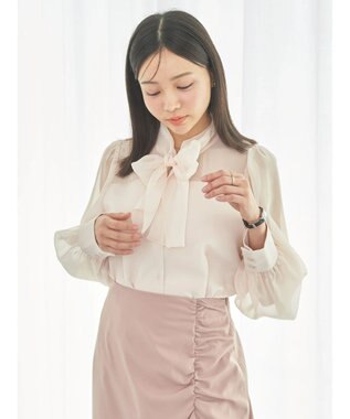 earth music&ecology シアードッキングブラウス Orange