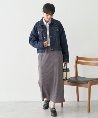AMERICAN HOLIC 針抜きリブナロースカート Charcoal Gray