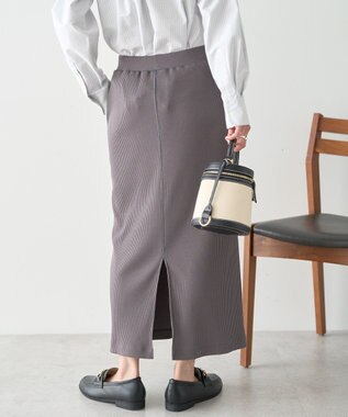 AMERICAN HOLIC 針抜きリブナロースカート Charcoal Gray