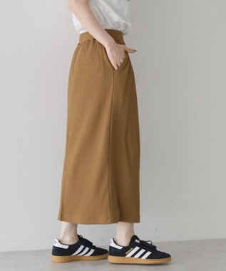 AMERICAN HOLIC 針抜きリブナロースカート Camel