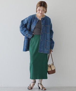 AMERICAN HOLIC 針抜きリブナロースカート Dark Green