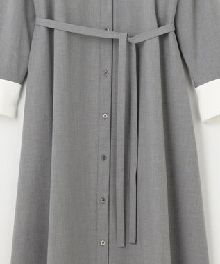 組曲 S 【KUMIKYOKU NAVY】ウーステッドライククロス シャツワンピース ミディアムグレー系