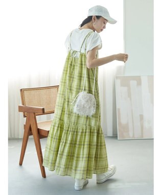 earth music&ecology マドラスチェックキャミワンピース Yellow