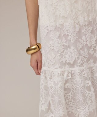 GRACE CONTINENTAL ロゴ刺繍レースワンピース ホワイト