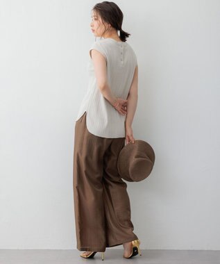 23区 S 【SLOW/一部店舗限定】ランダムリブフライス フレンチスリーブ カットソー ベージュ系