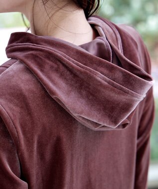 Tiaclasse L 【洗える】ベロアショートパーカー ピンク