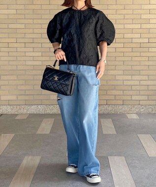 Green Parks AnriettMusee ショート丈ジャガードトップス Black