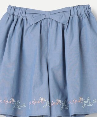 ANY KIDS 刺繍 キュロット デニムブルー×ロゴ
