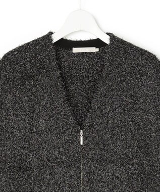 ICB ツイーディーニット ジップアップジレ ブラックミックス