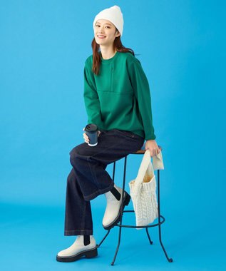 SHARE PARK LADIES 【UVカット・吸水速乾・ストレッチ・軽量・アンチピリング 】ダンボールクルーネックスウェット（S・Mサイズ） グリーン系