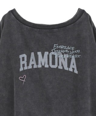 earth music&ecology ランダム刺繍オフショルプルオーバー Charcoal Gray