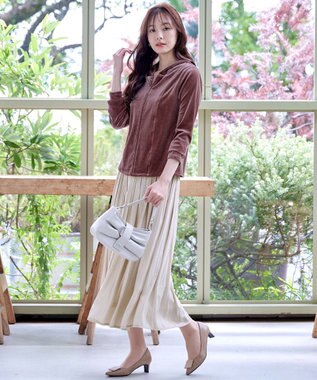 Tiaclasse L 【洗える】ベロアショートパーカー ピンク