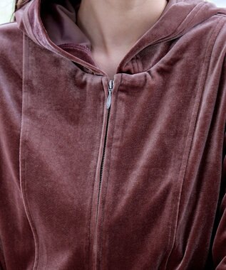 Tiaclasse L 【洗える】ベロアショートパーカー ピンク