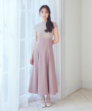 earth music&ecology フロントボタンドッキングワンピース Pink Beige