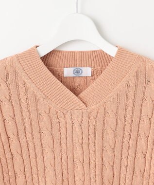 J.PRESS LADIES 【洗える】GIZA MERCERIZE COTTON ケーブル ニット ピンク系