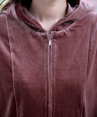 Tiaclasse L 【洗える】ベロアショートパーカー ピンク