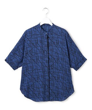 ICB L 【新色追加・WEB限定カラーあり】BackSatinAmunzen 5分袖バンドカラーブラウス