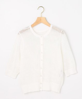 組曲 L 【先行予約・前後着用可】メッシュニット 七分袖カーディガン