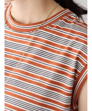 AMERICAN HOLIC マルチボーダーノースリーブカットプルオーバー Terracotta