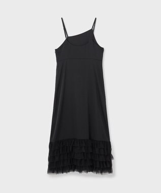 GRACE CONTINENTAL フリルチュールサテンキャミワンピース ブラック