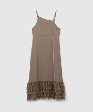 GRACE CONTINENTAL フリルチュールサテンキャミワンピース ブラウン