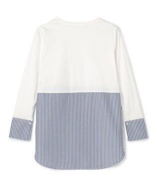 UNFILO シャツコンビレイヤードTシャツ オフ×ストライプ