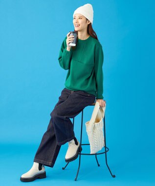 SHARE PARK LADIES 【UVカット・吸水速乾・ストレッチ・軽量・アンチピリング 】ダンボールクルーネックスウェット（S・Mサイズ） グリーン系