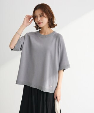 Green Parks トレーナー風ニットプルオーバー Gray