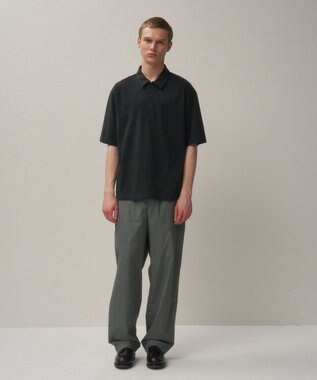 ATON AGING FRESCA PLATE | ルーズフィットポロシャツ - UNISEX CHARCOAL GRAY