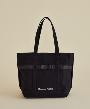 Maison de FLEUR マルチポケット帆布トートMバッグ Black