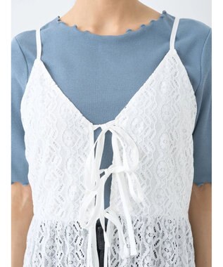 earth music&ecology フラワーレースキャミワンピース Off White