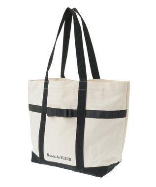 Maison de FLEUR マルチポケット帆布トートMバッグ Ivory