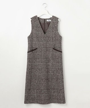 J.PRESS LADIES L ウールシルクツイードグレンチェック ジャンパースカート ブラウン系3