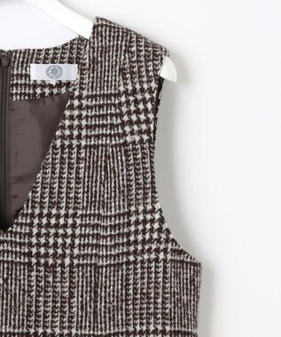 J.PRESS LADIES L ウールシルクツイードグレンチェック ジャンパースカート ブラウン系3